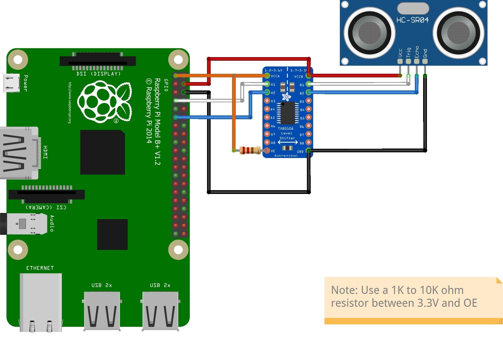 Ultrasonic sensor with logic level convertor